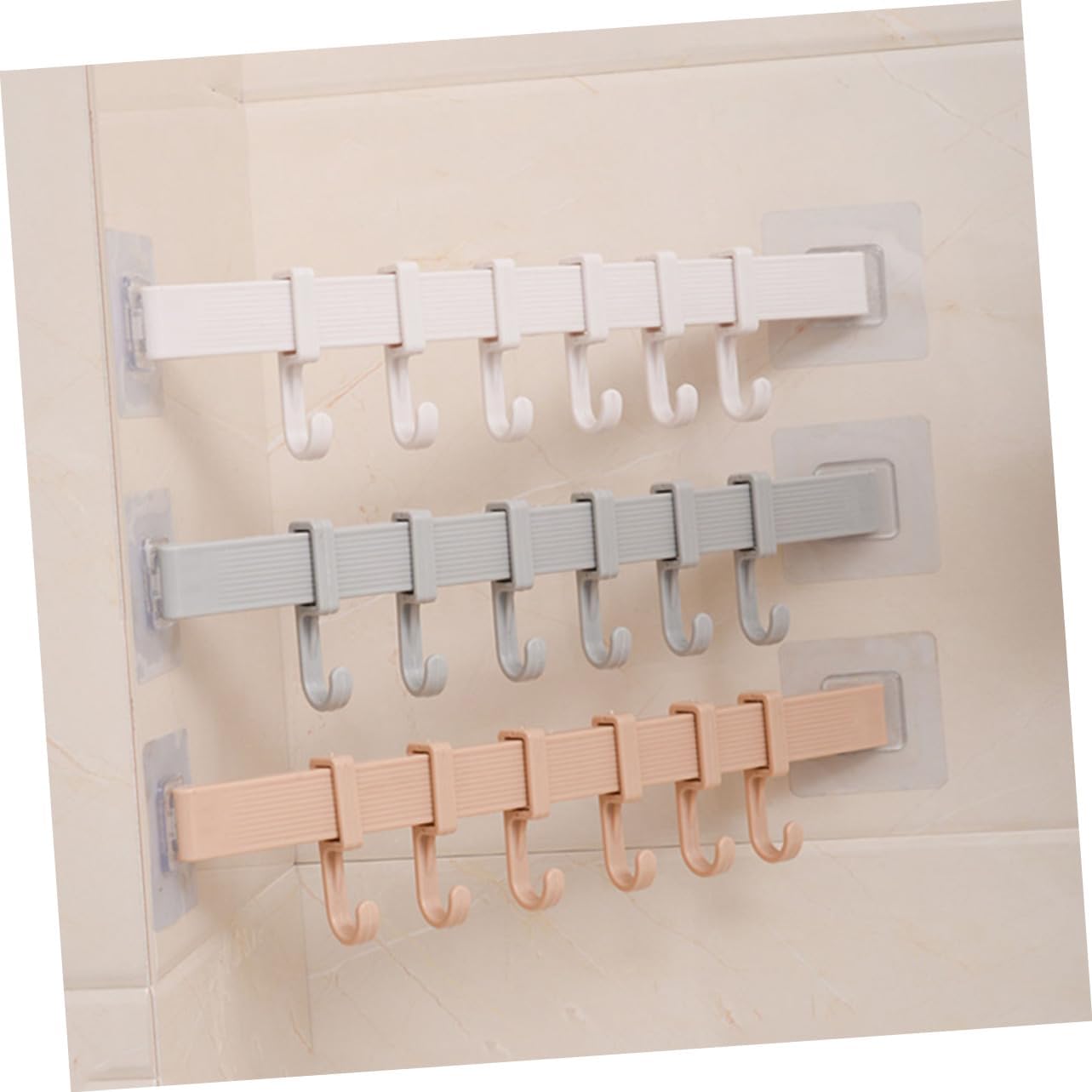 3Pcs Kitchen Bathroom Towel Hook Rack with Adjustable Hooks