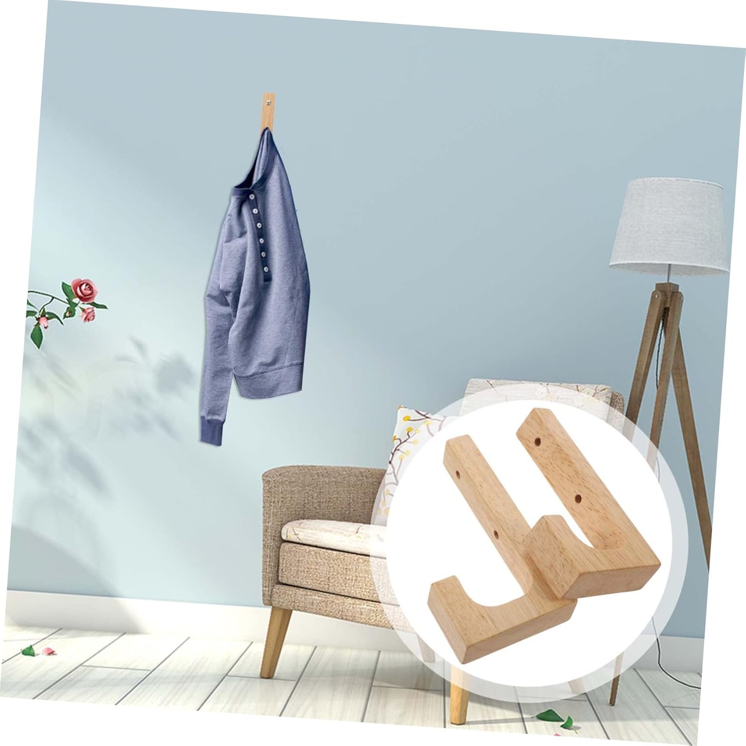 IMIKEYA 2PCS Wooden Wall Hooks for Coat and Towel