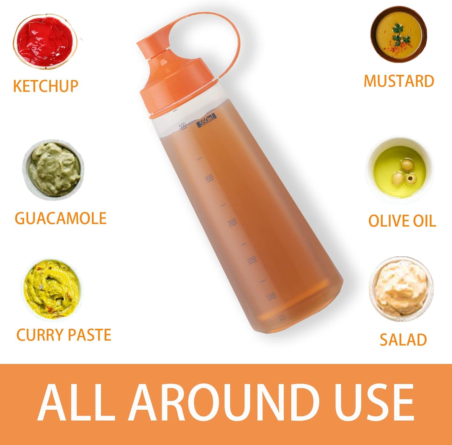 TOCKONIMN 2pcs 18oz Condiment Squeeze Bottles with Red Cap and Funnel