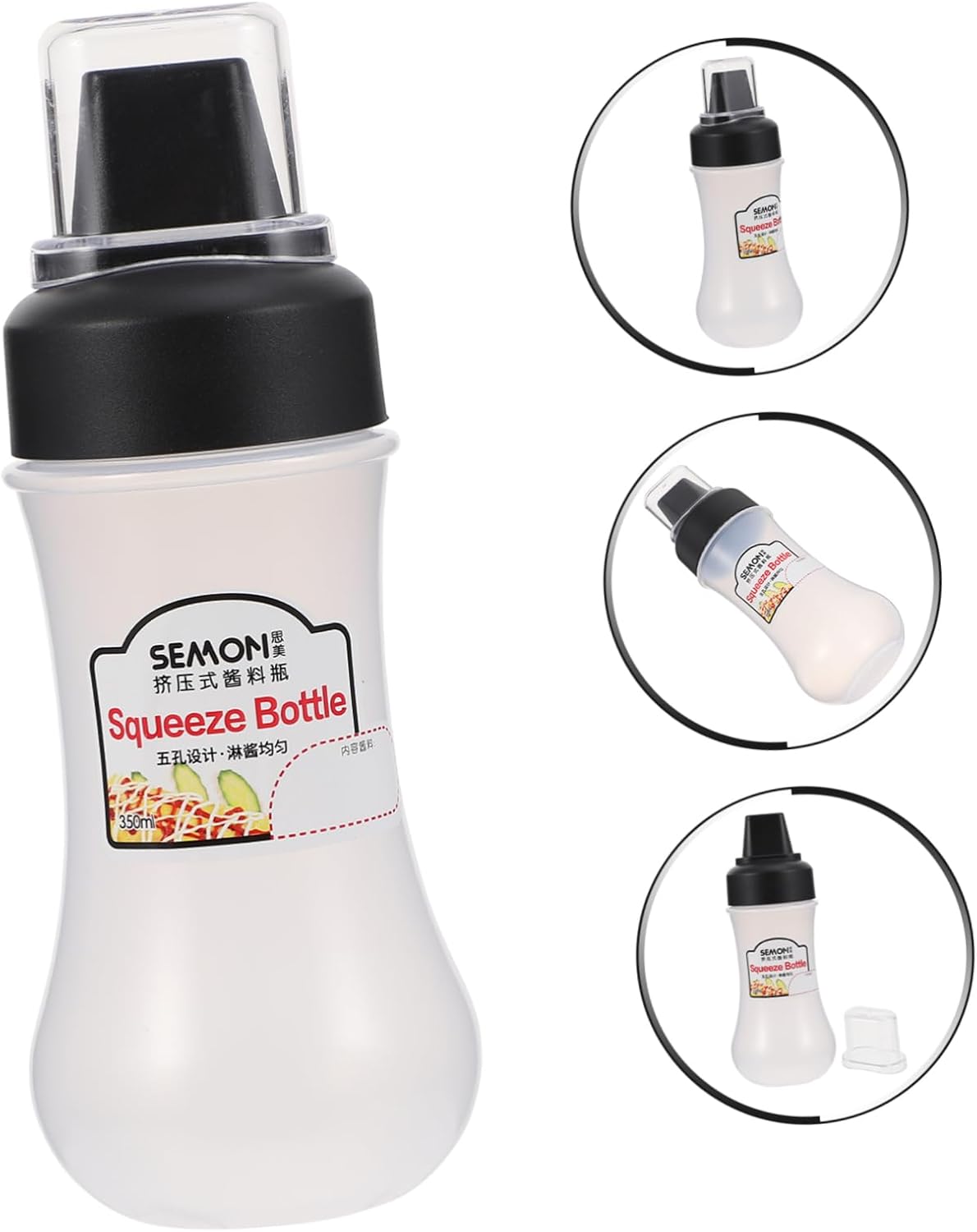 Garneck 5-Hole Refillable Condiment Squeeze Bottle