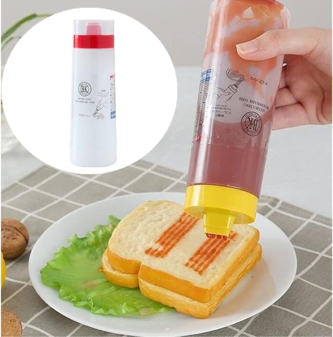Jilukibo 4 Hole Jam Squeeze Bottle 300ml Leak Proof with Cap Lids Yellow