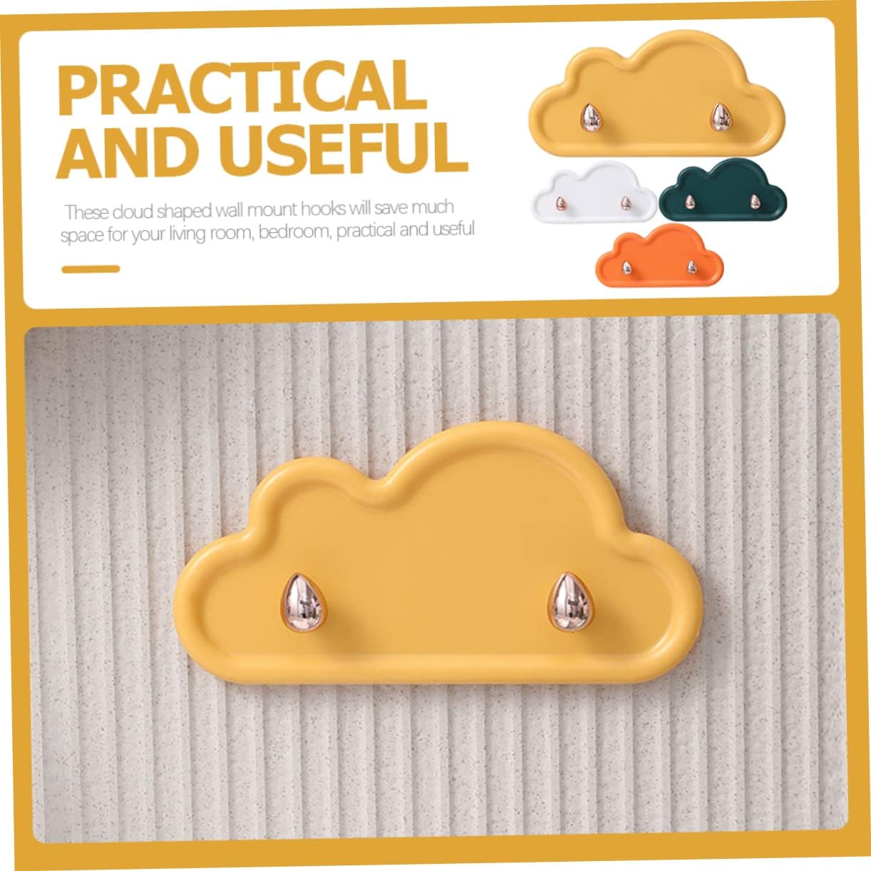 Veemoon 4 Pack Cloud Shape Adhesive Wall Hooks Key Holder Towel Rack