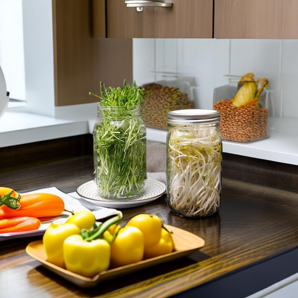 Lulonpon 2pcs Sprouts Growing Jar Kit 86mm 1000ml