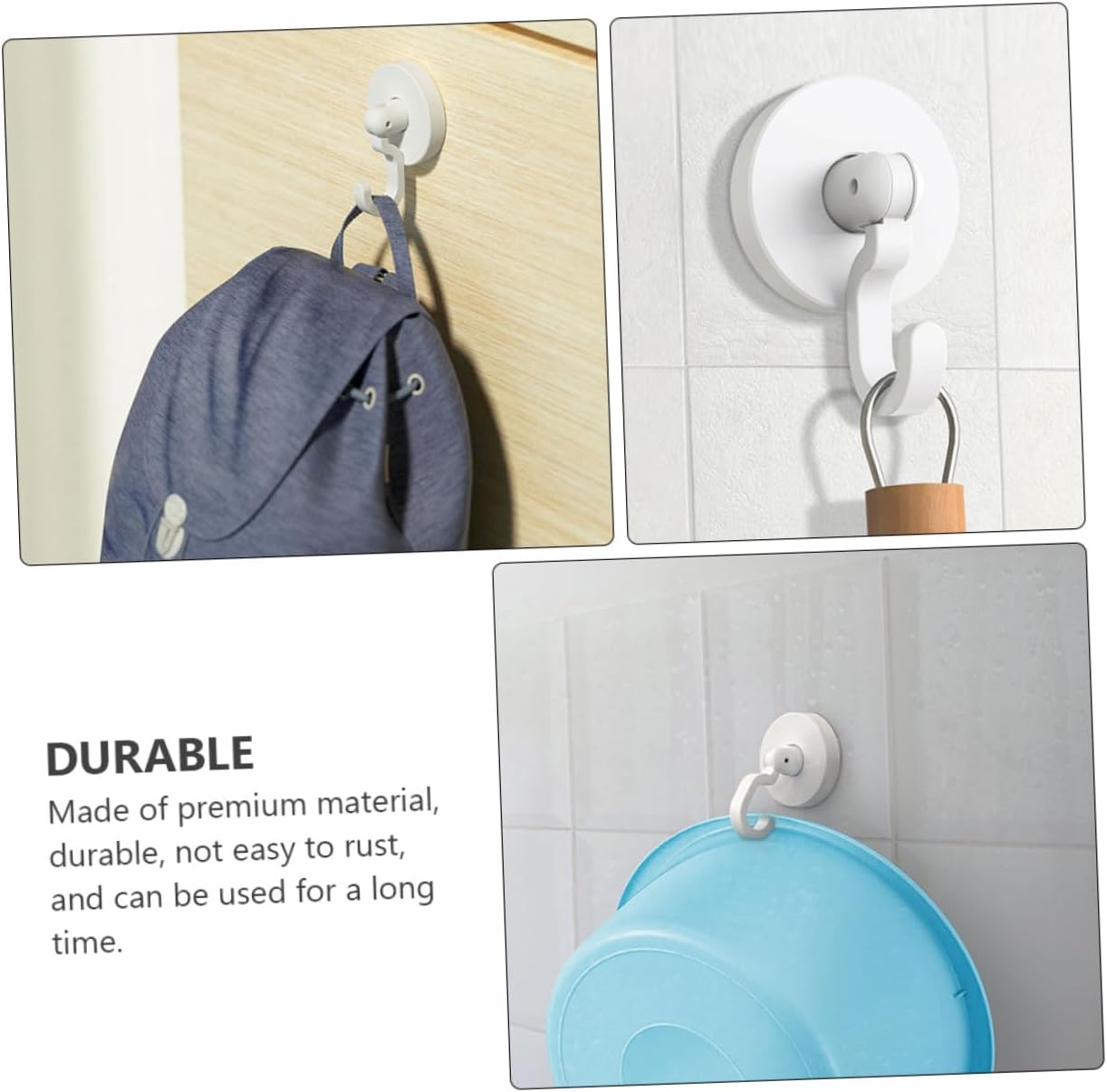 PRETYZOOM 3PCS Strong Adhesive Wall Hooks for Bathroom and Kitchen