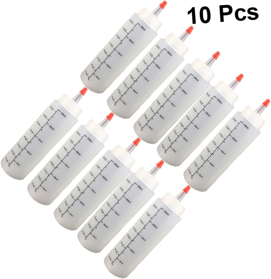 10pcs 250ML Refillable Condiment Squeeze Bottles with Cap