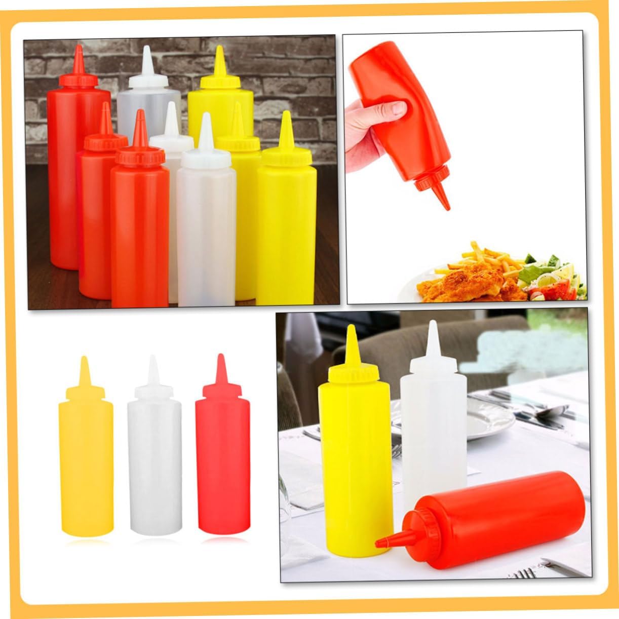 HOLIDYOYO 3pcs Reusable Condiment Squeeze Bottles Set