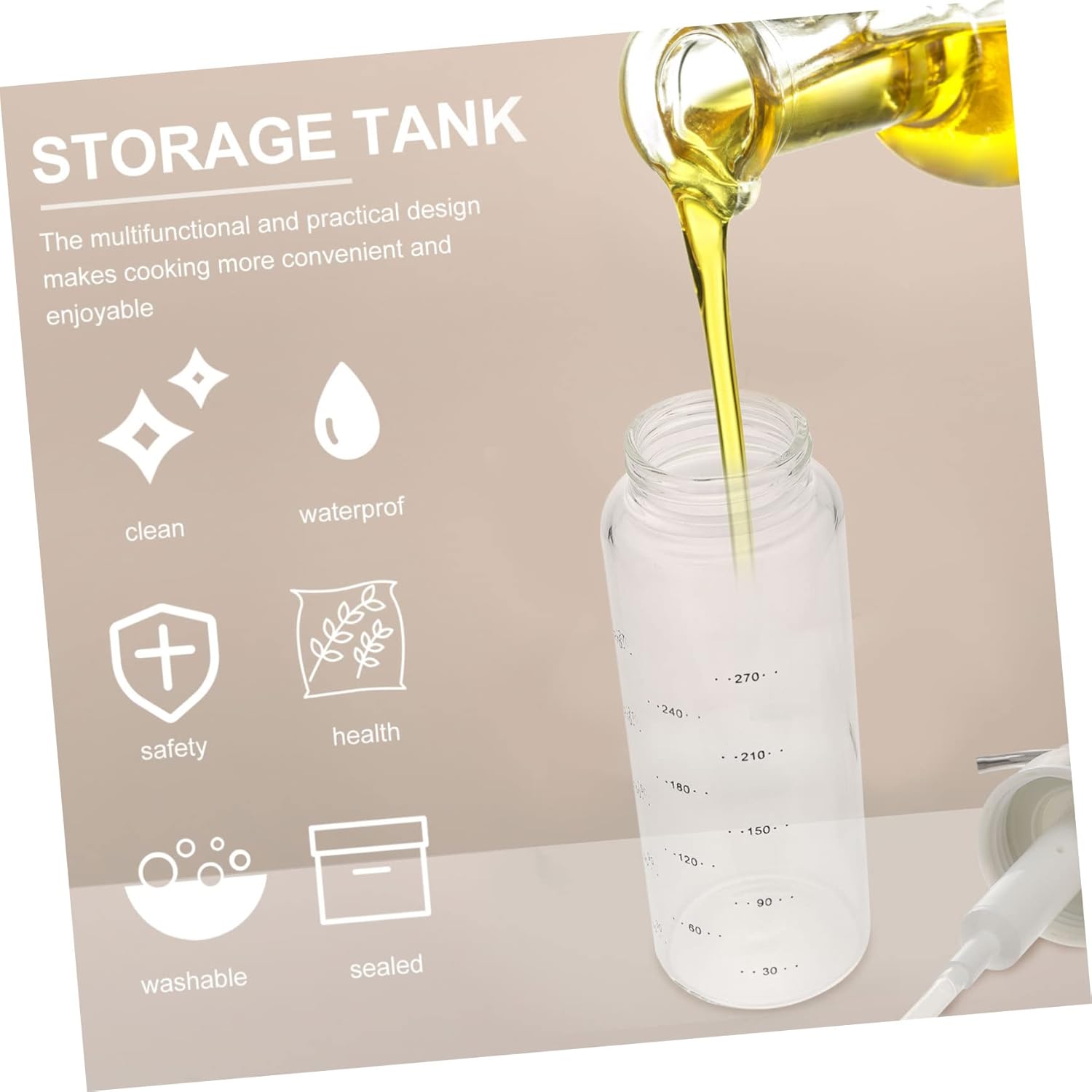CIYODO 300ml Glass Sauce Press Bottle with Spring Lid
