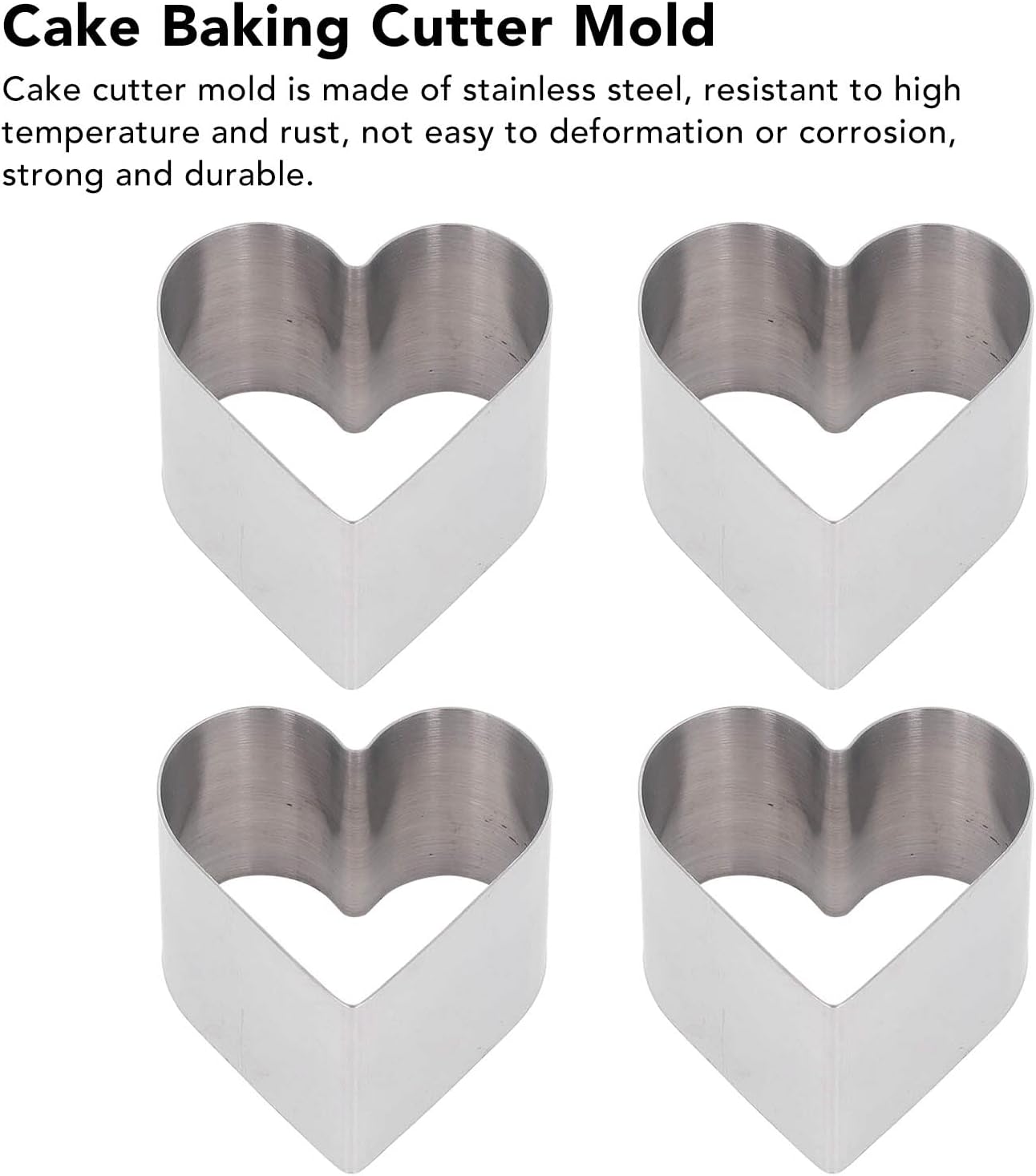 PerGar 4Pcs Heart Shaped Cake Ring Molds Set
