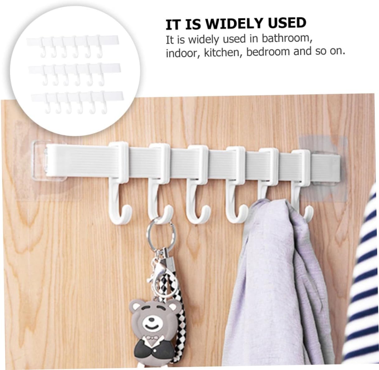 3Pcs Kitchen Bathroom Towel Hook Rack with Adjustable Hooks