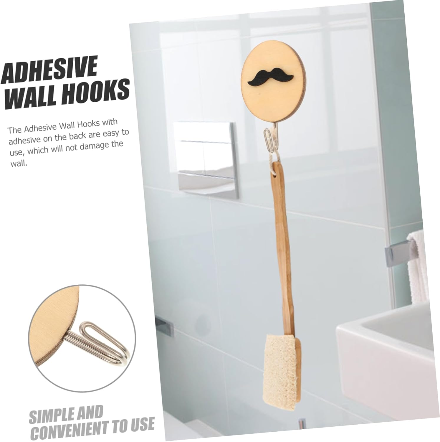 ORFOFE 4PCS Wall Hooks Adhesive Coat Hangers for Kids Bathroom Living Room