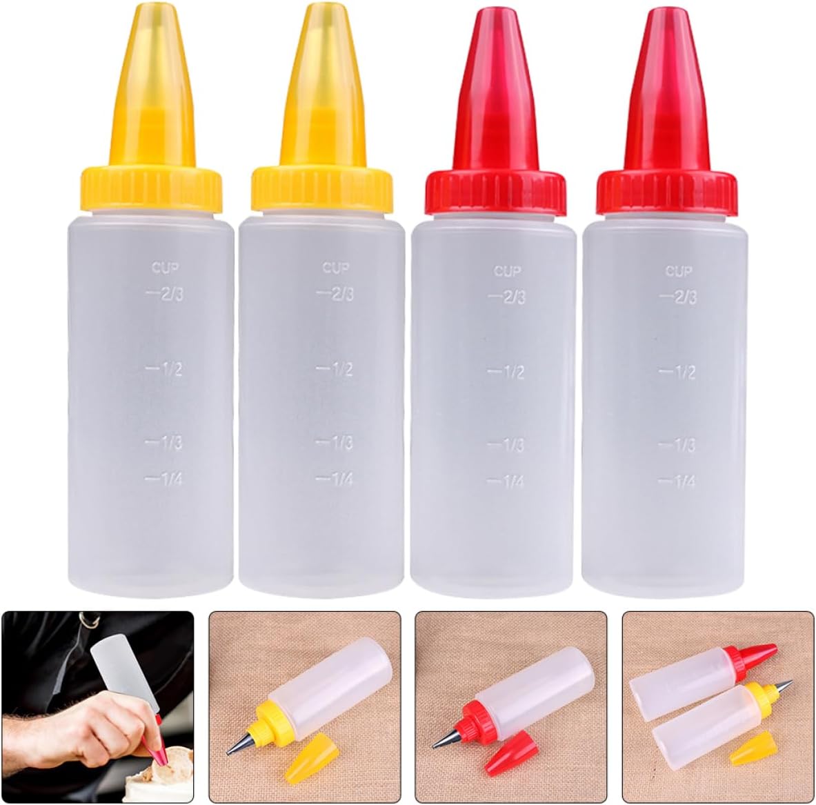 3 Sets Clear Condiment Squeeze Bottles for Cake Decorating