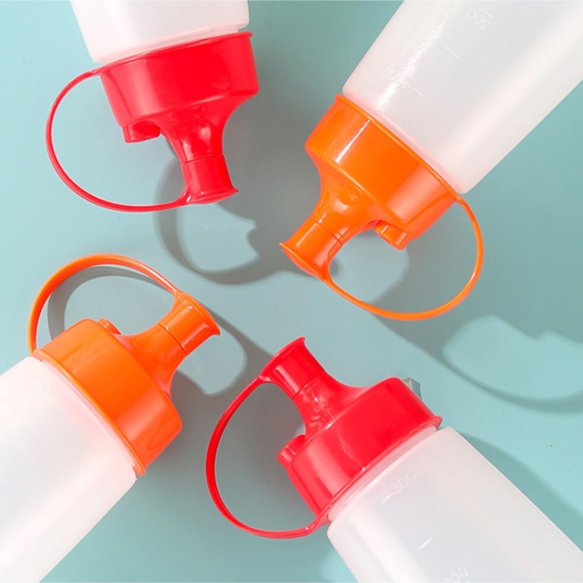 KLEYE 5-Piece Condiment Squeeze Bottles Set - Plastic with 300ml Capacity