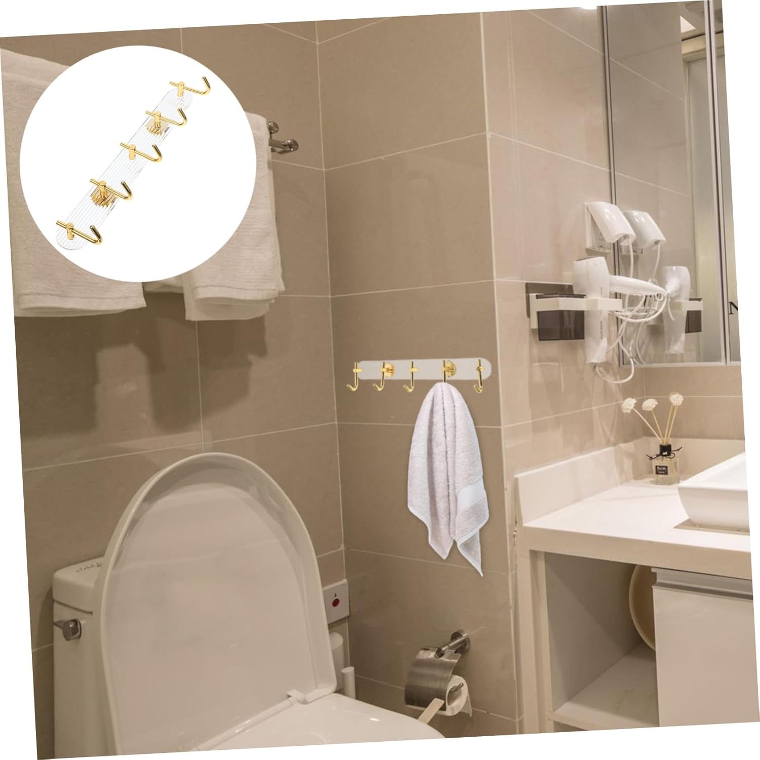 Ciieeo Wall Mounted Towel Hook Strong Adhesive Broom Mop Holder