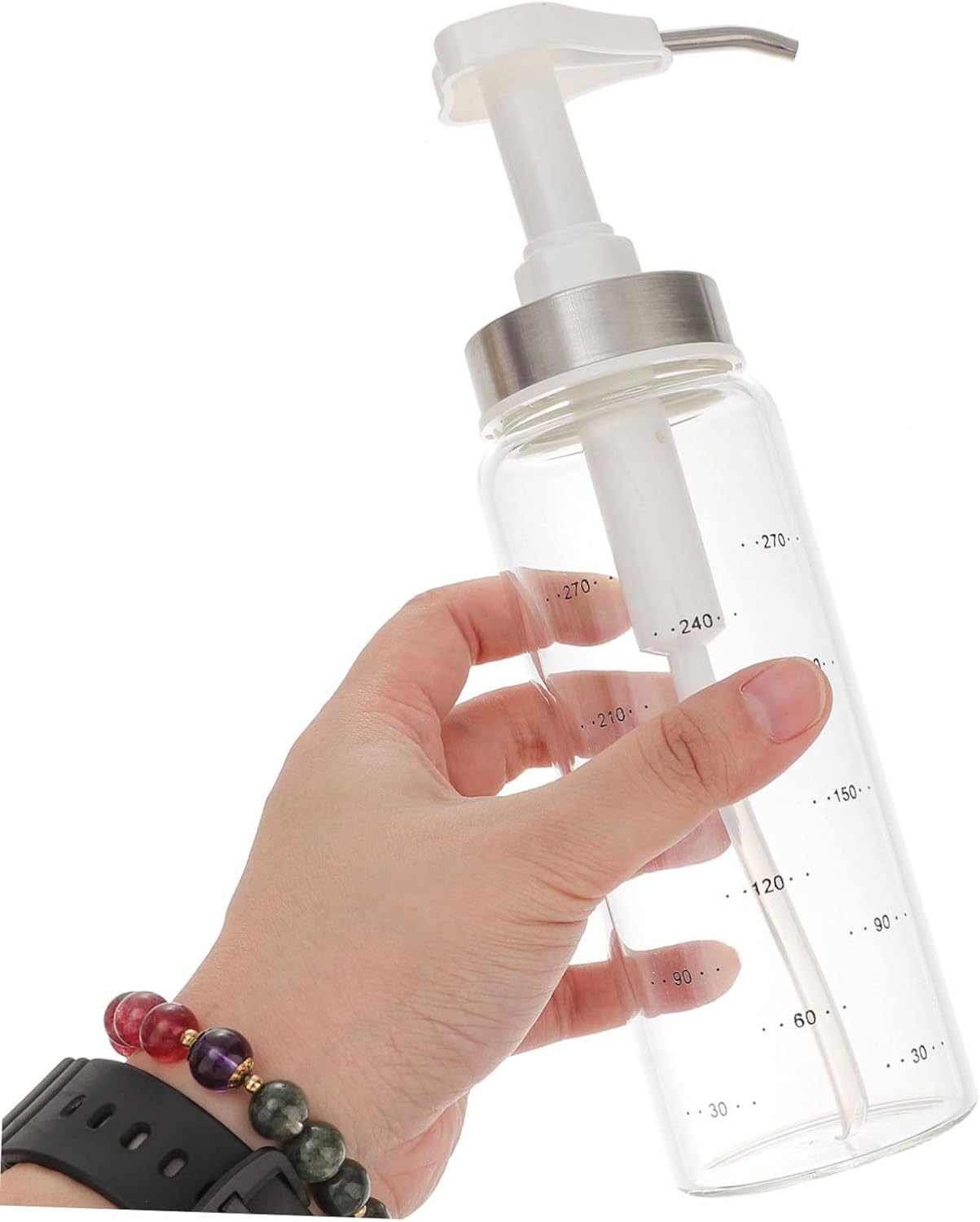 CIYODO 300ml Glass Sauce Press Bottle with Spring Lid