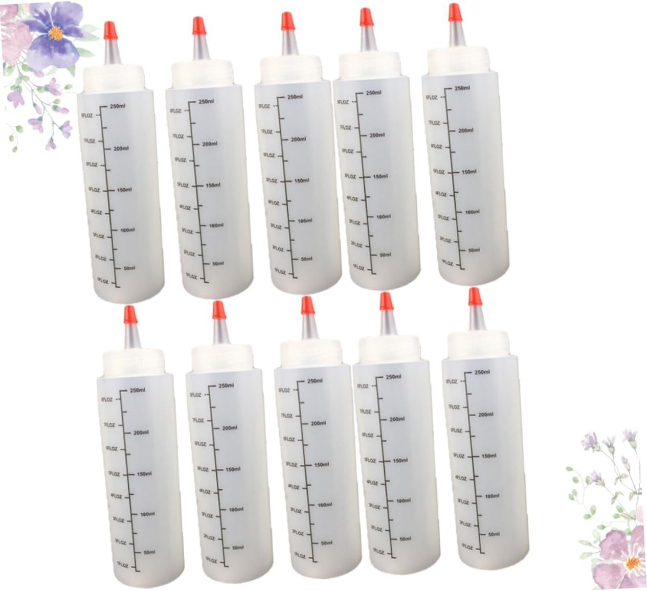 10pcs 250ML Refillable Condiment Squeeze Bottles with Cap