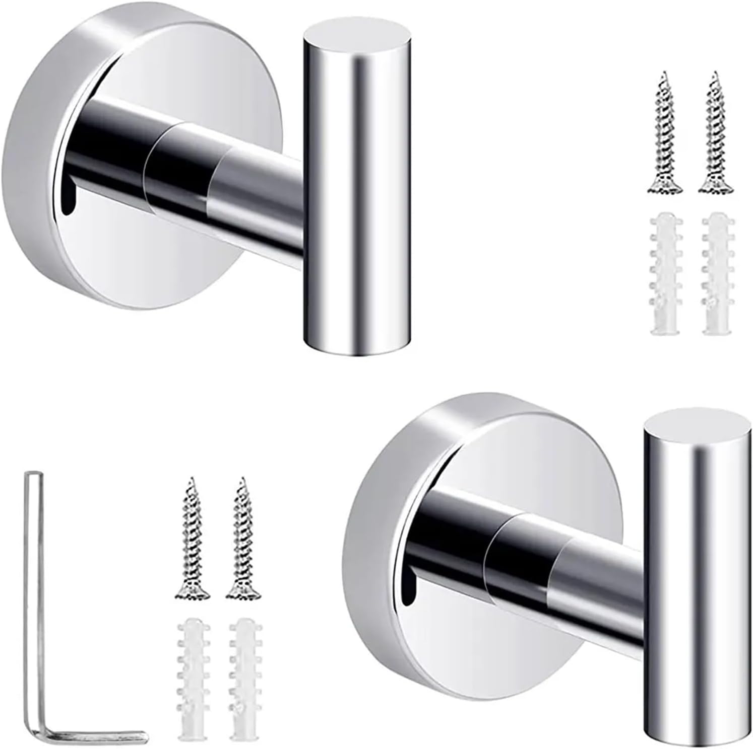 MOOWI 2Pcs Brushed Nickel Coat Hooks Wall Mount