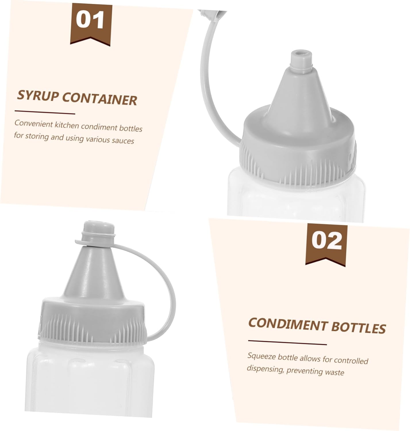 3 Sets Reusable Squeeze Condiment Bottles for Outdoor Use
