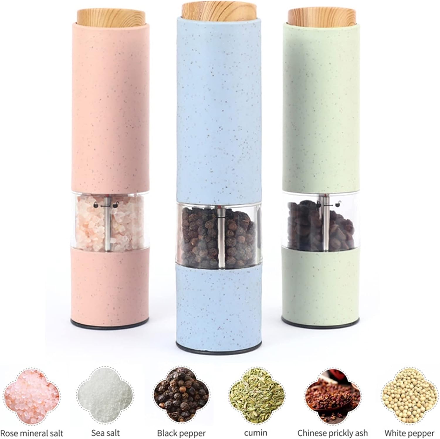 AttreX Spice Grinder Set with Holder and Adjustable Coarseness