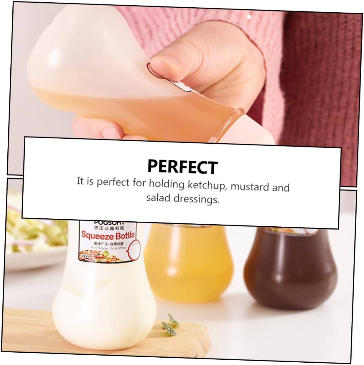 CIYODO 350ml Squeeze Condiment Bottle Set with Scale