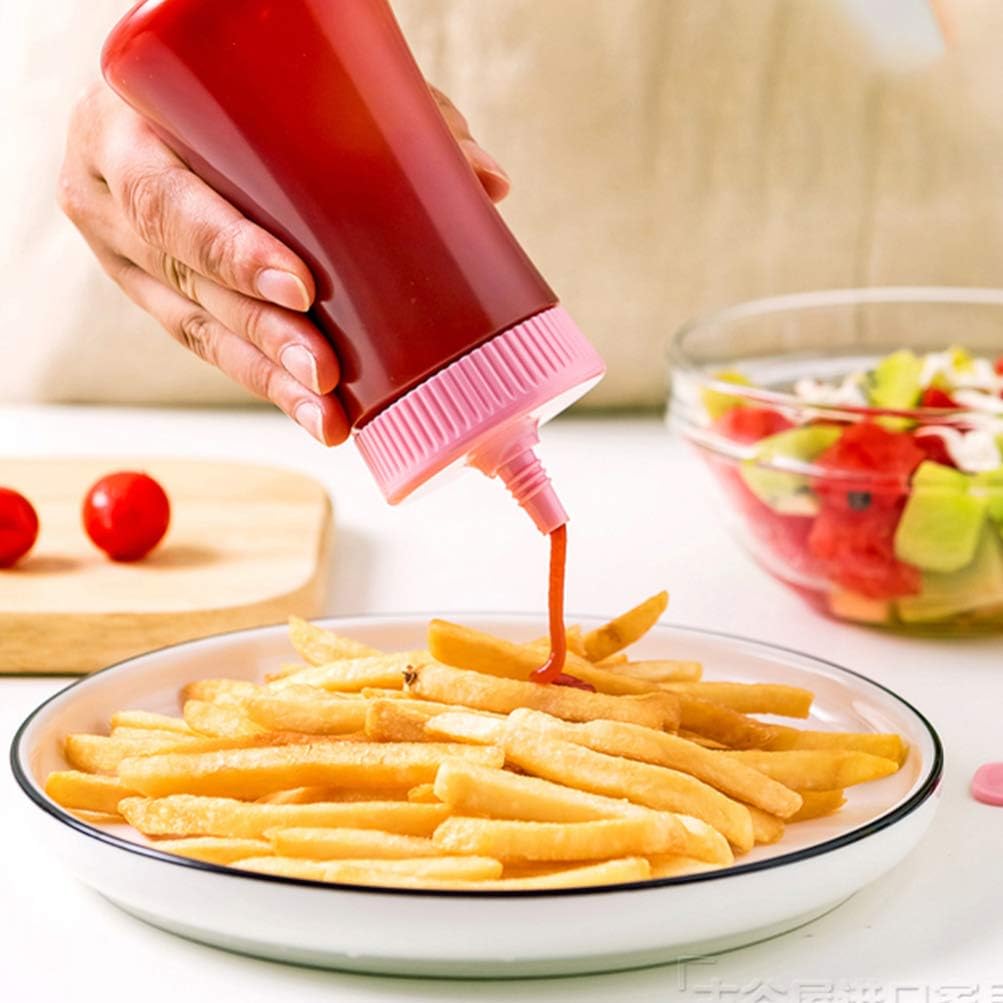 Cabilock Squeeze Condiment Bottle with Cap - Pink