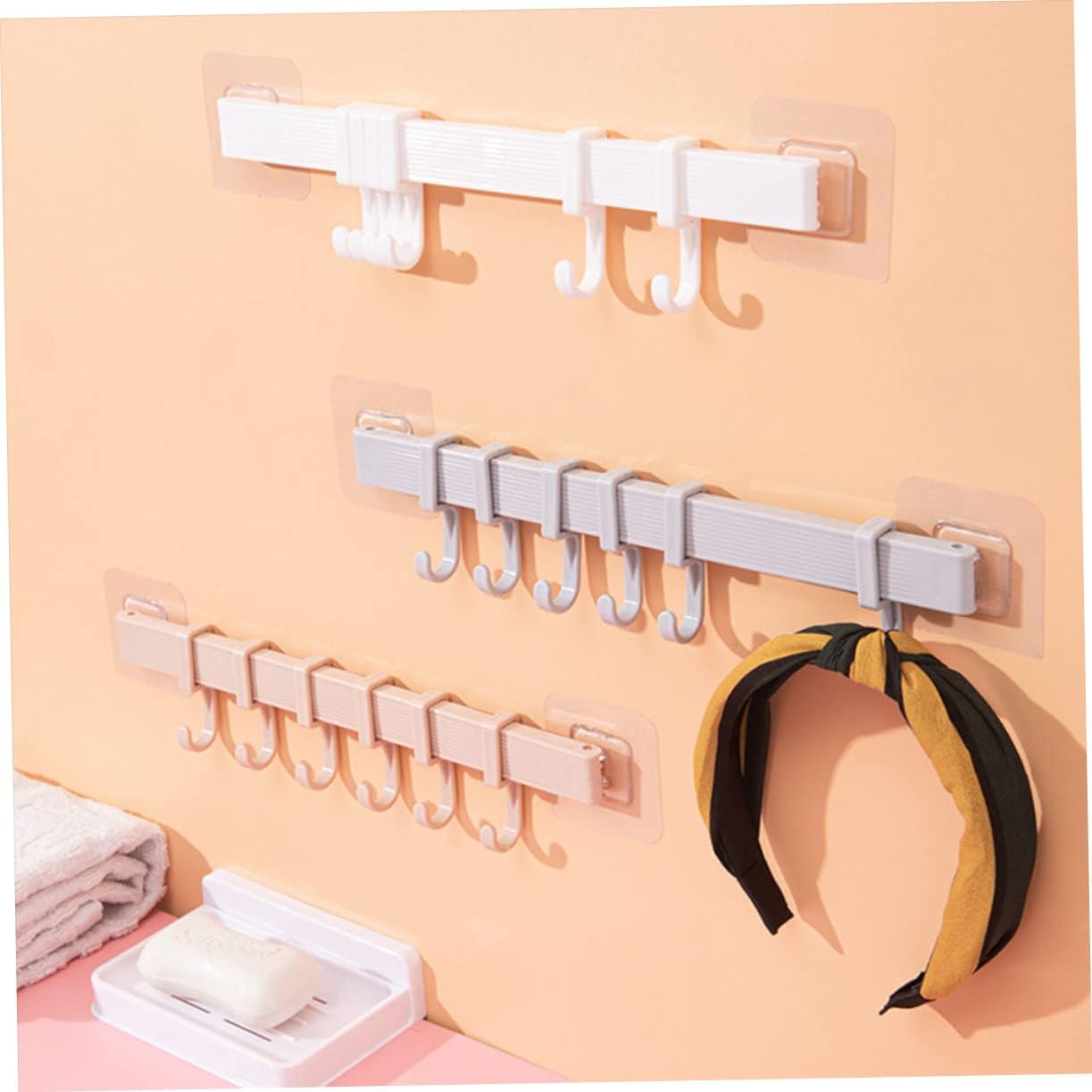 STOBOK 3Pcs Sticky Hook Rack for Bathroom and Kitchen