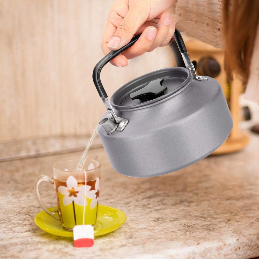 Fdit 11L Aluminum Teapot for Camping Hiking Kitchen Black Handle