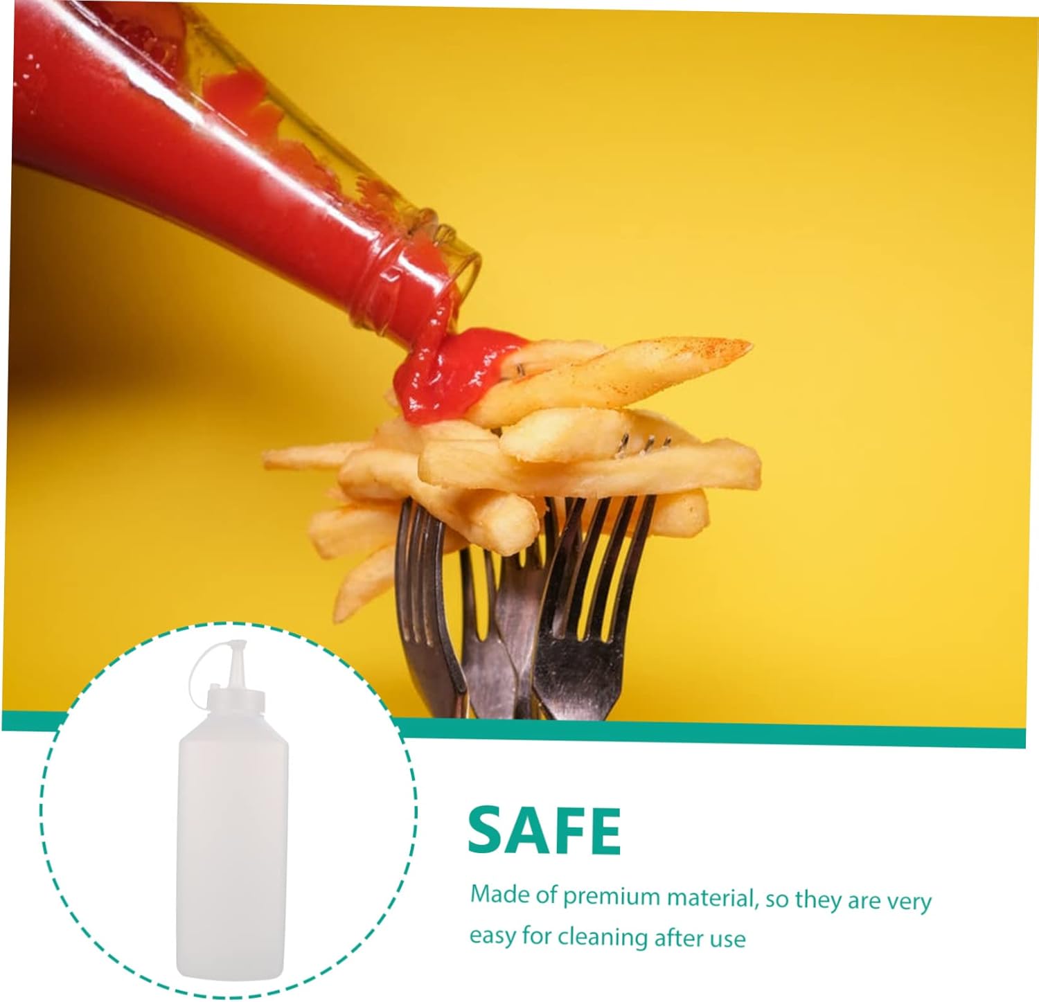 2 Pack Squeeze Condiment Bottles with Lids for Kitchen Use
