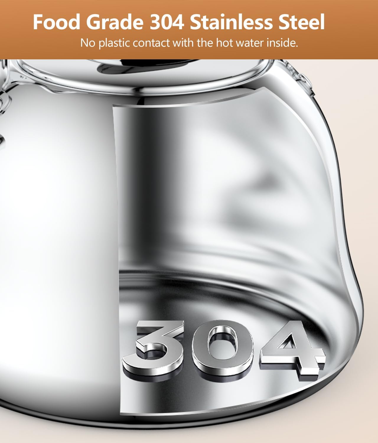 2L Whistling Stovetop Tea Kettle - Durable Stainless Steel with Anti-Scald Handle