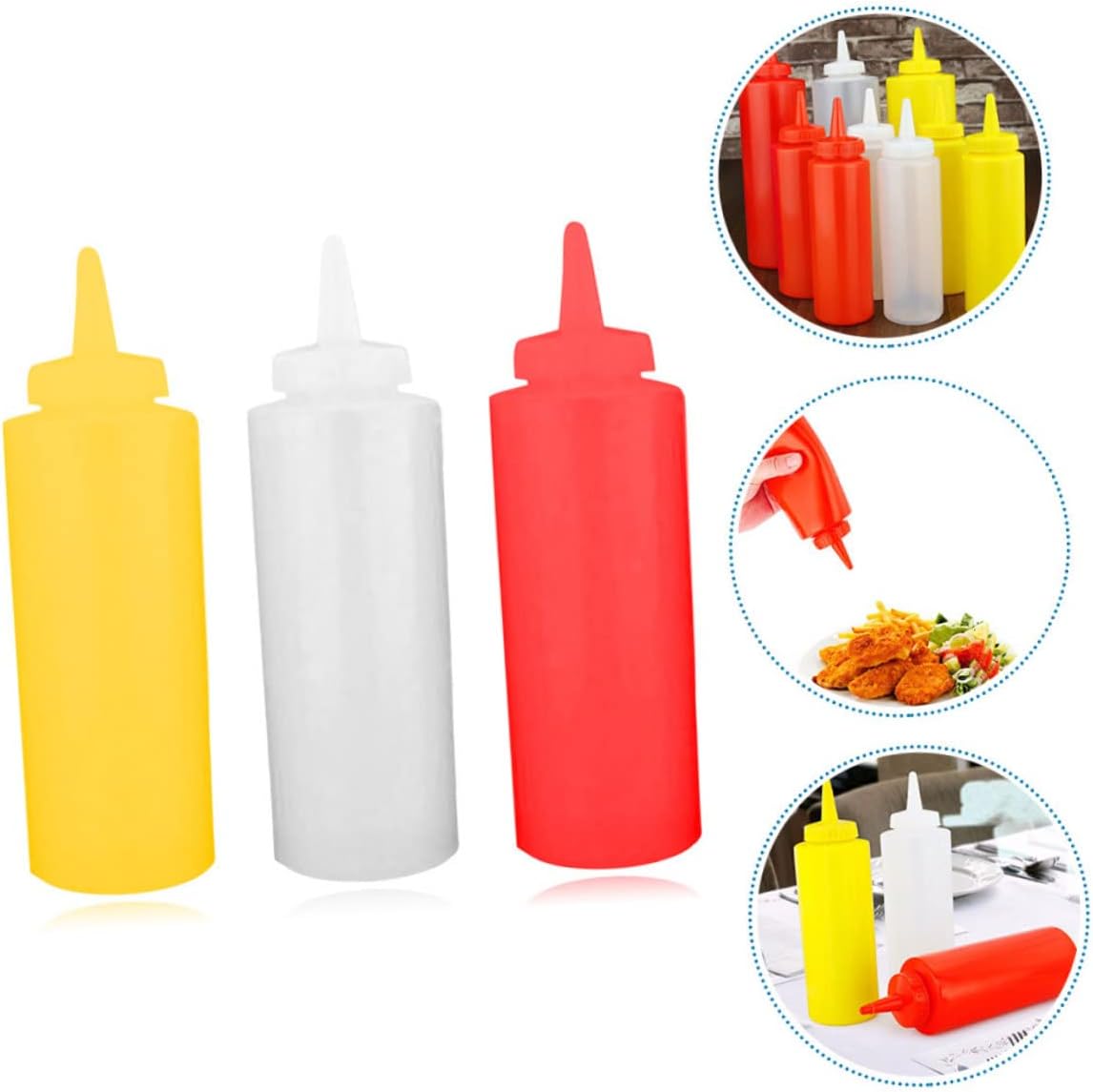 HOLIDYOYO 3pcs Reusable Condiment Squeeze Bottles Set