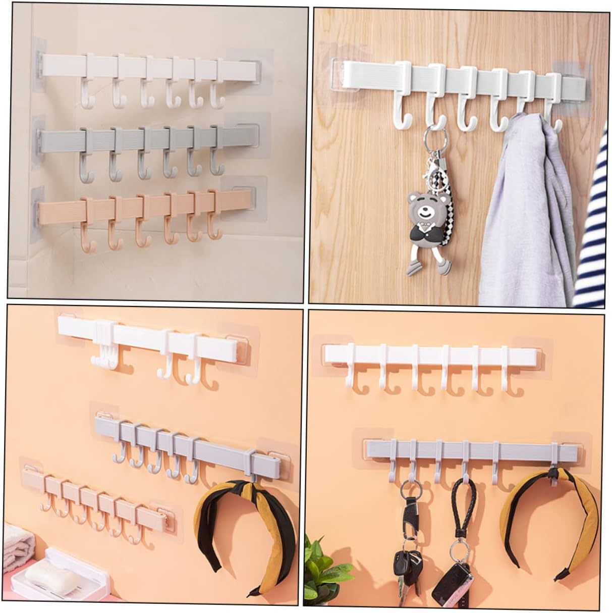 3PCS Adhesive Hook Rack for Bathroom and Kitchen