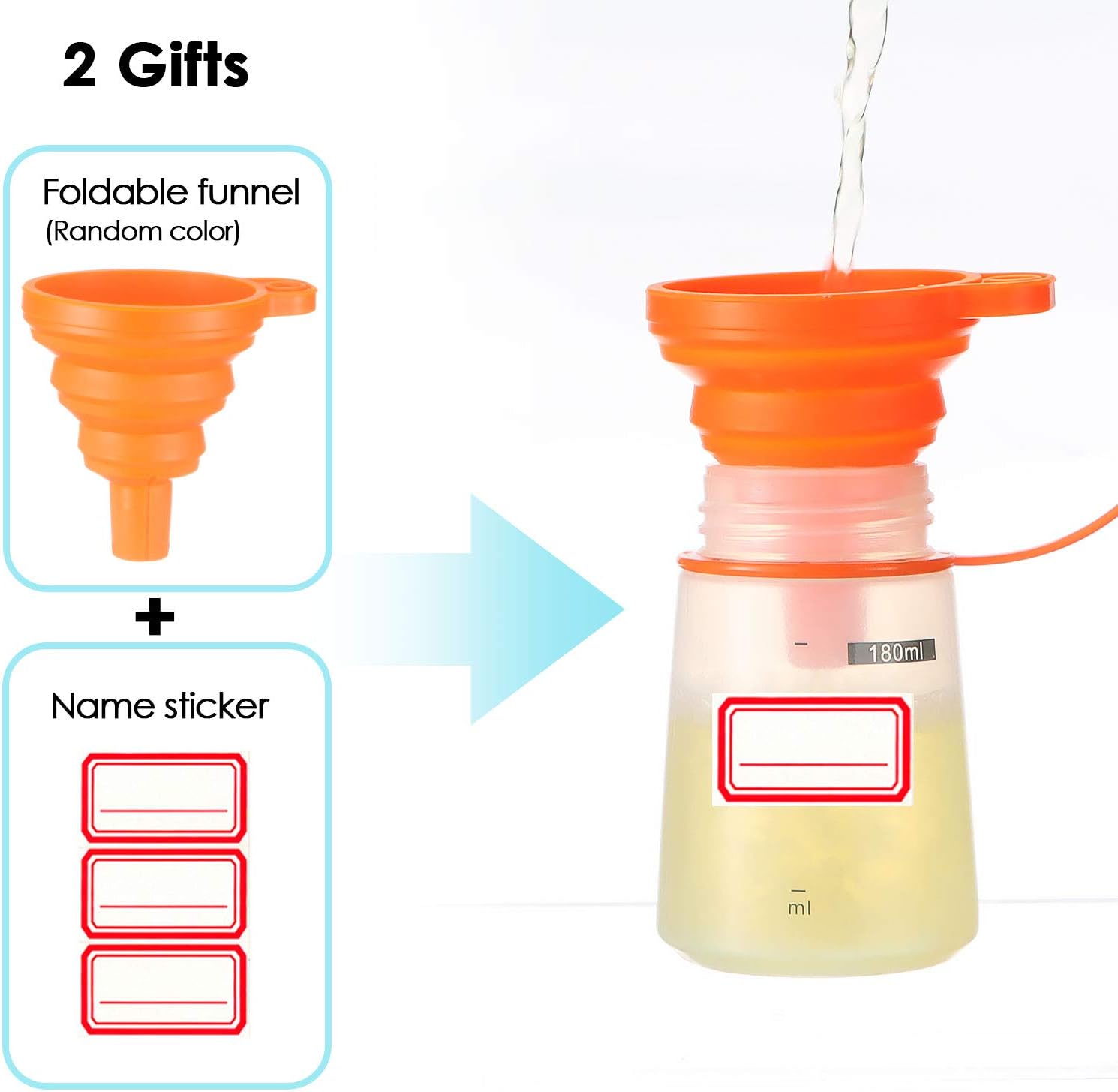 Ondiomn 6 Pack 180ml Wide Mouth Squeeze Bottles BPA Free