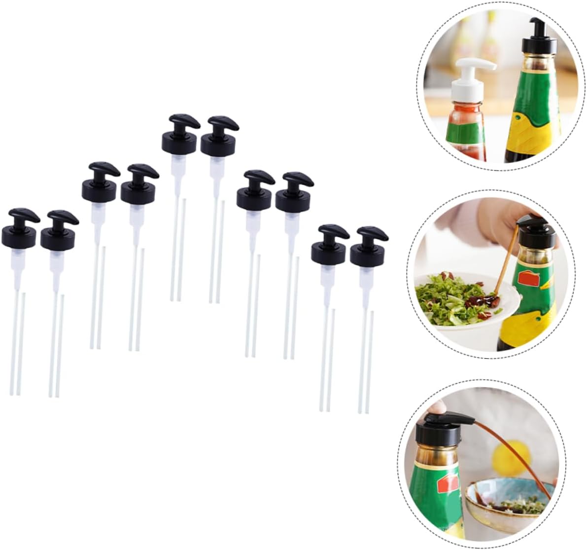 FOMIYES 20 Sets Reusable Pp Black Condiment Squeeze Bottles