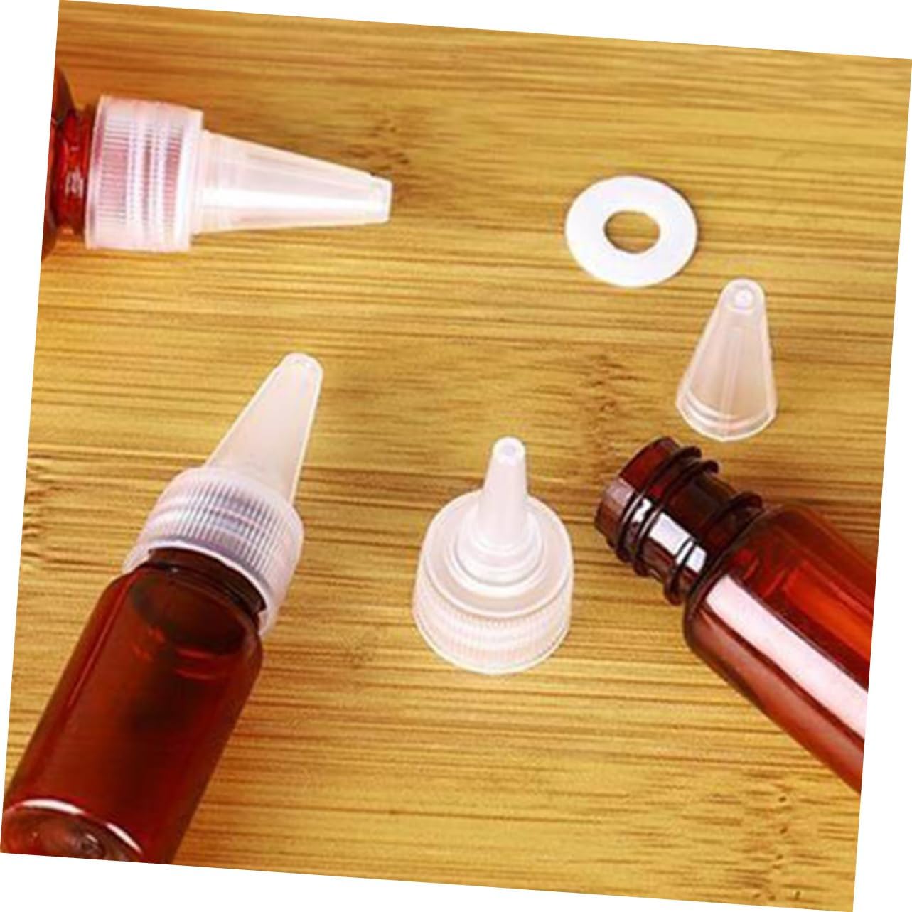 10pcs Reusable Condiment Squeeze Bottles with Spout Cap 1