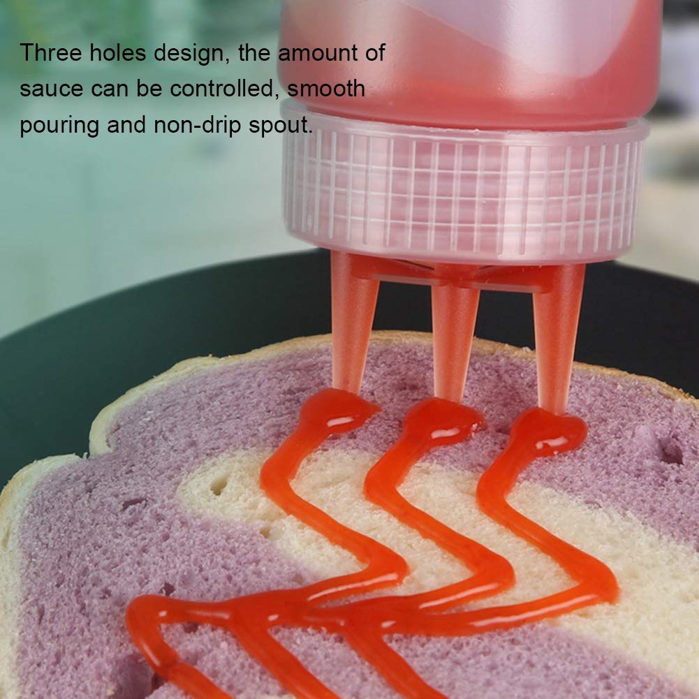 3pcs 3 Hole Squeeze Condiment Bottles with Lid