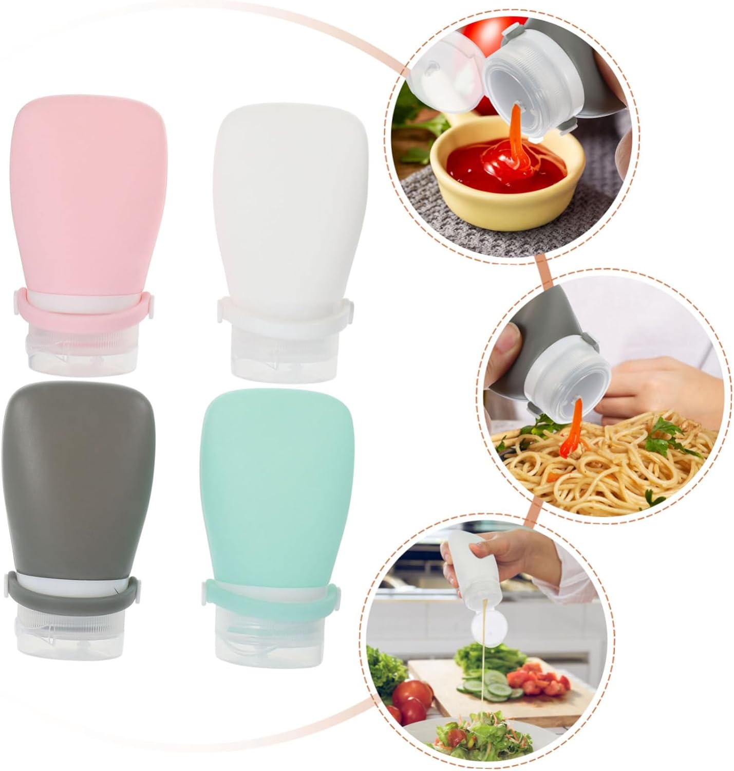 CIYODO 4 Pack Leakproof Silicone Sauce Squeeze Bottles 1
