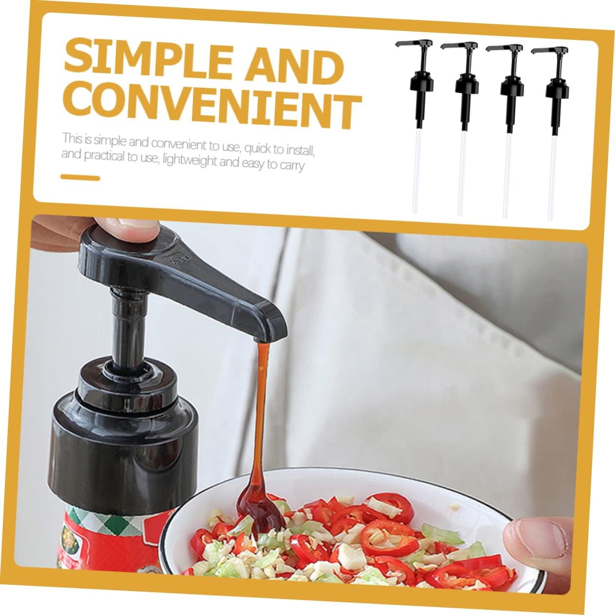 VINTORKY 4Pcs Condiment Squeeze Pump Set for Kitchen Bottles 1