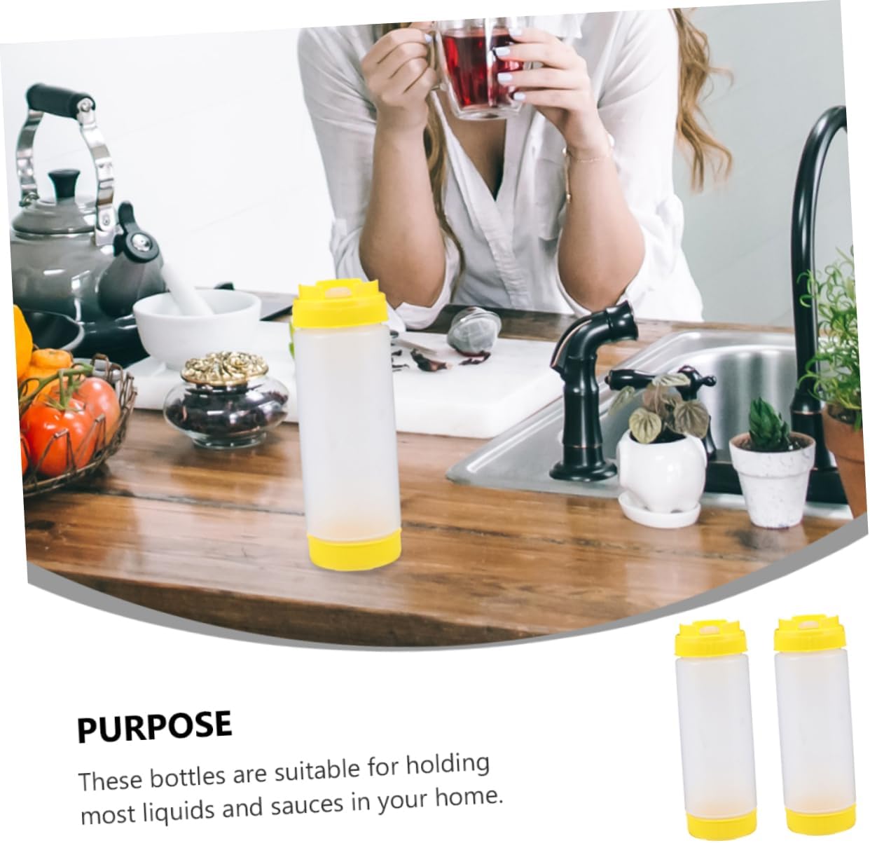 Set of 2 Squeeze Bottles for Ketchup Jam Mustard and Olive Oil