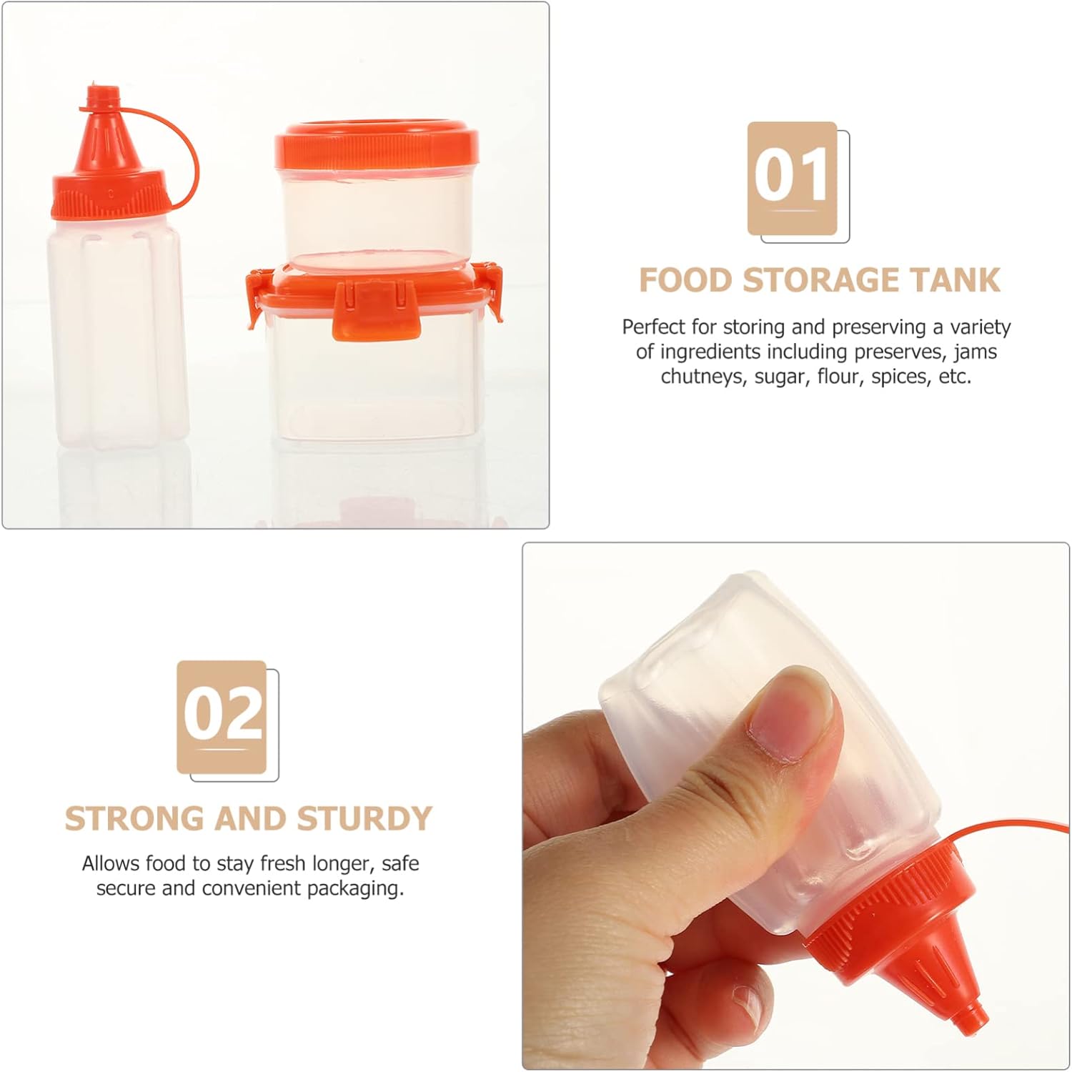 SHOWERORO Reusable Square Condiment Squeeze Bottles 1