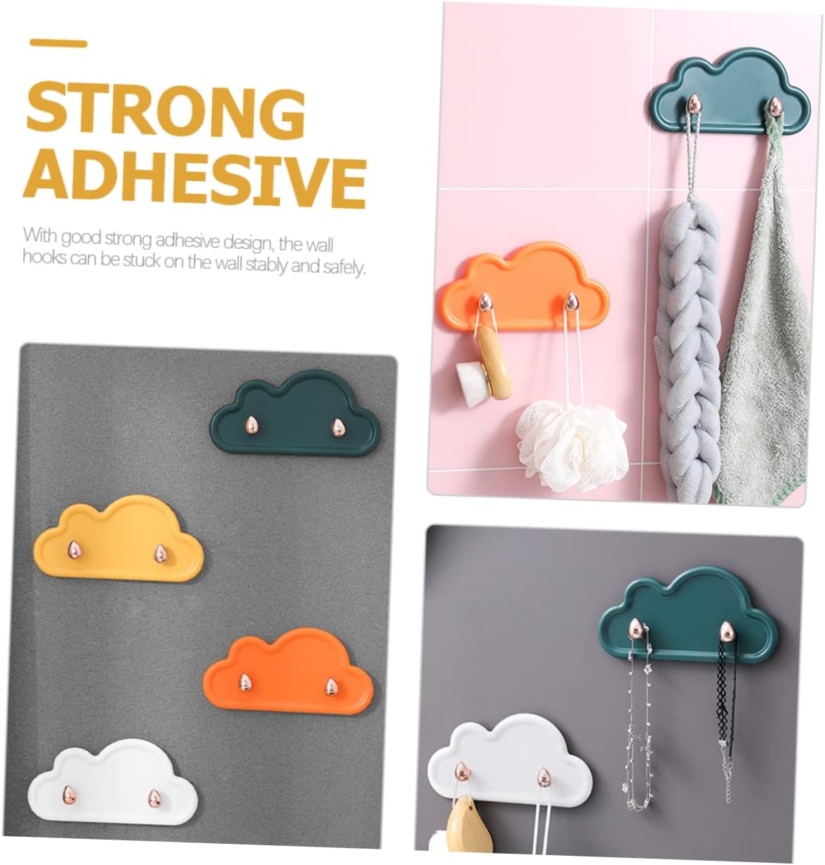 4Pcs Cloud Wall Hooks for Multi-Use Storage