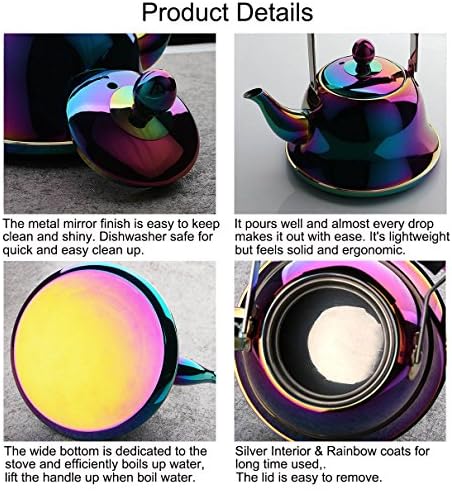 Onlycooker Whistling Tea Kettle with Infuser 2 Liter Rainbow