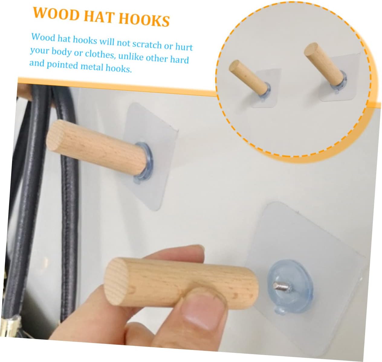 HOOTNEE 6pcs Extra Long Self-Adhesive Wall Hooks