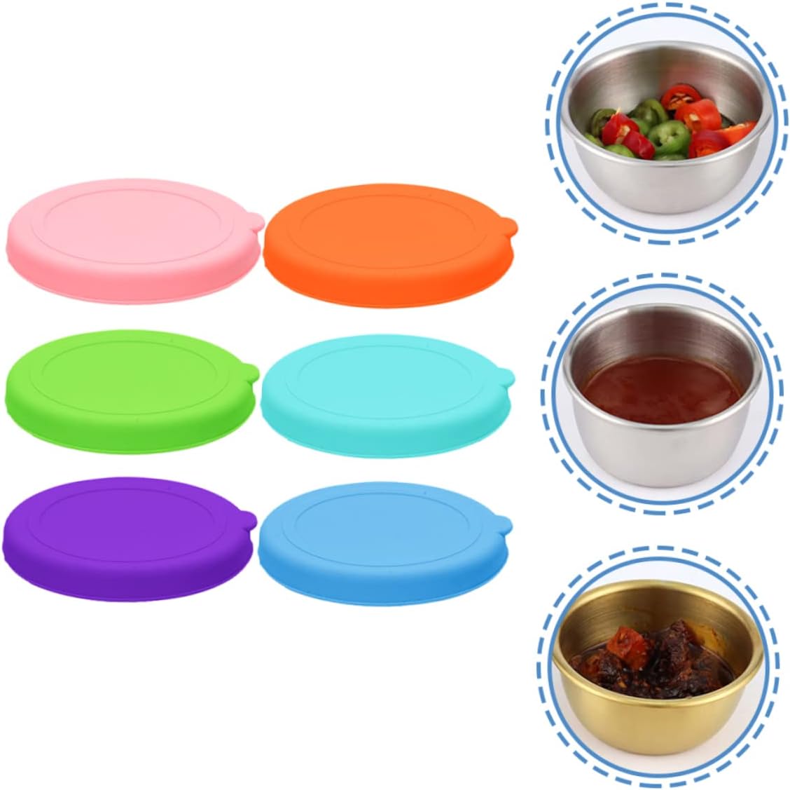 HOLIDYOYO 6pcs2 Silicone Dipping Bowls Lids Set