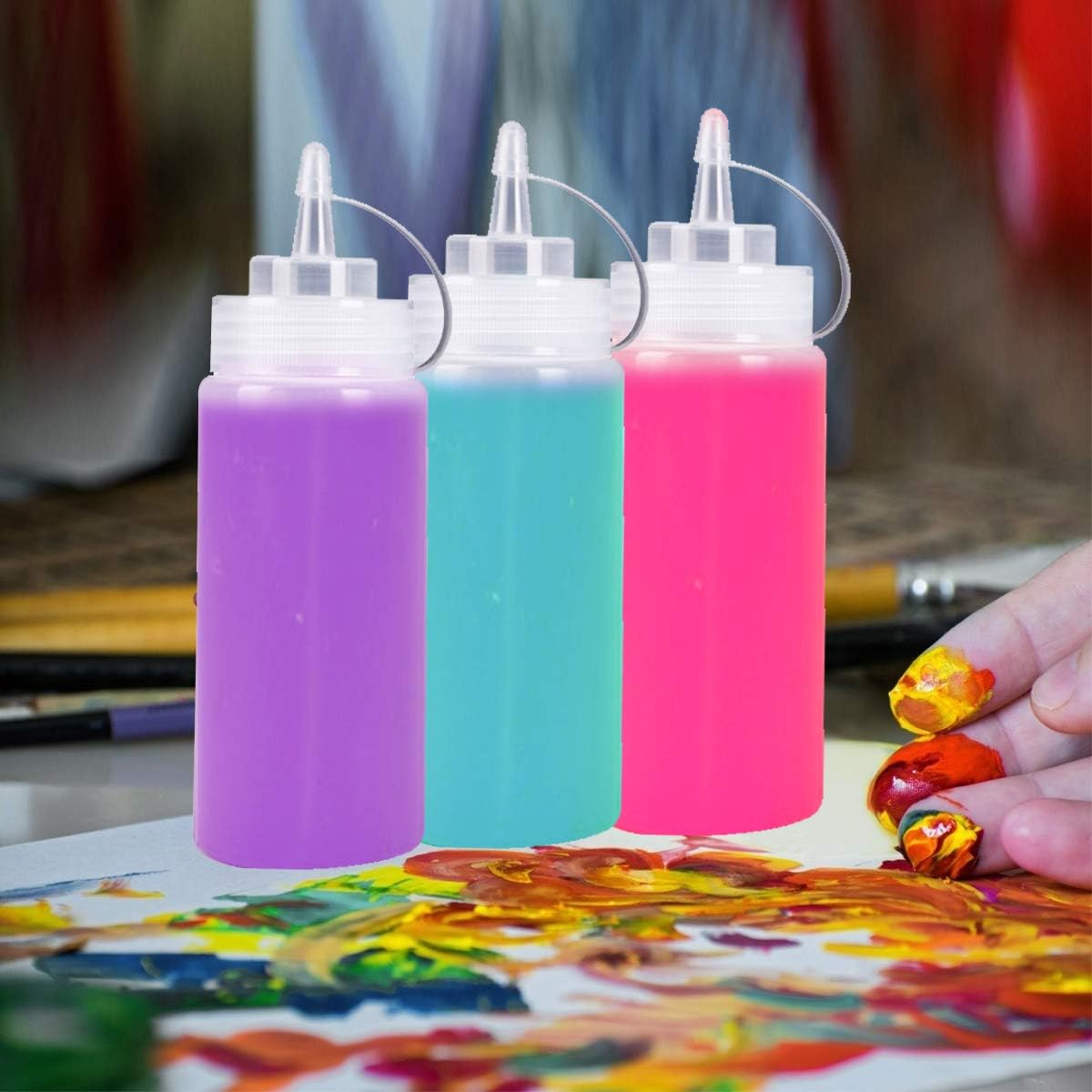 12Pcs Condiment Squeeze Bottles with Twist Cap and Measurements