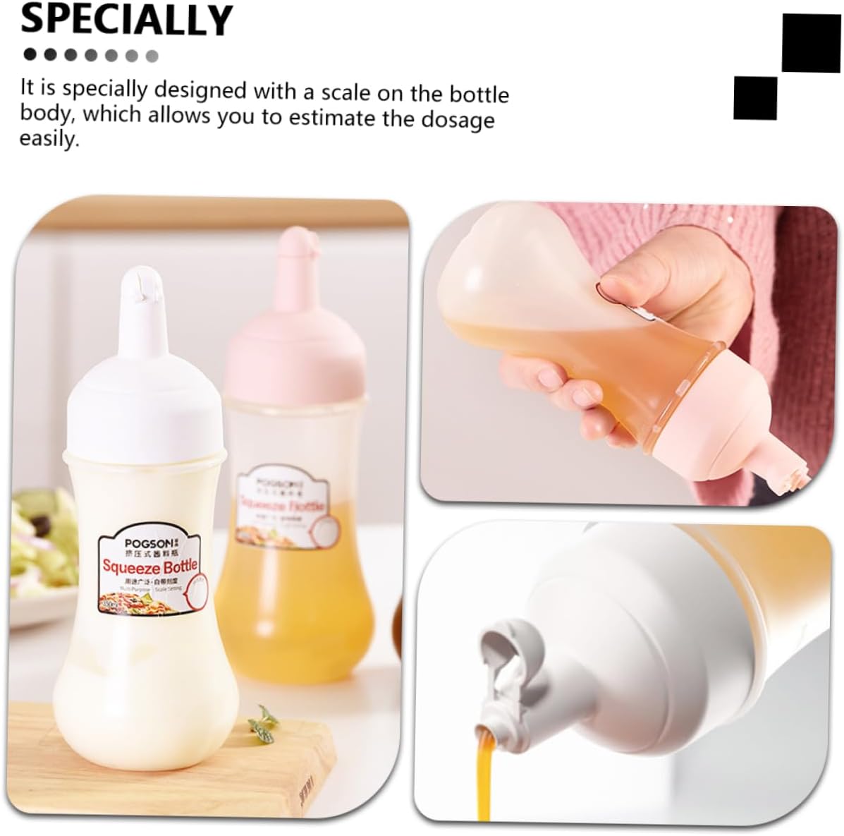 BESTOYARD 2Pcs 350ml Squeeze Bottles for Ketchup Jam and Salad Dressing