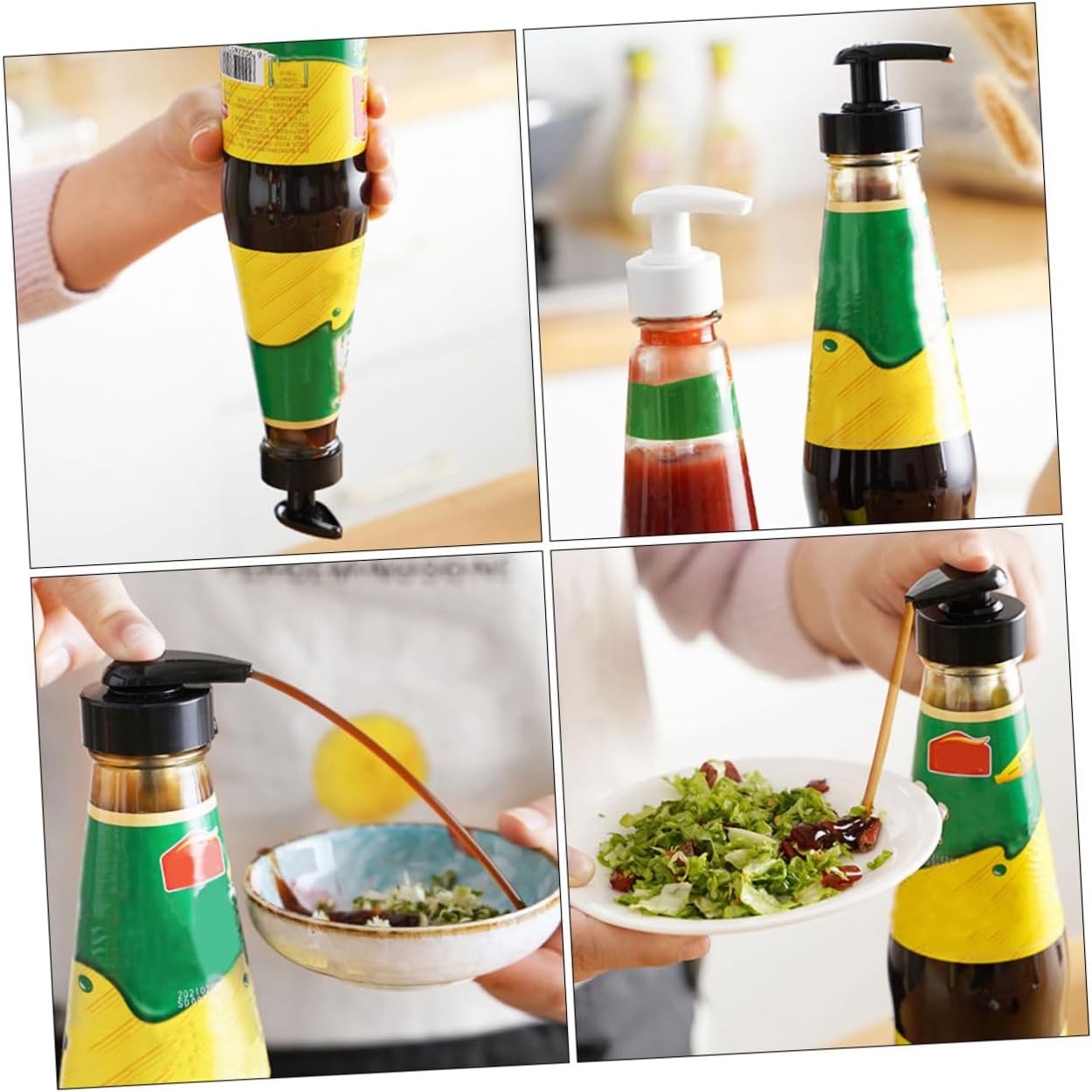 FOMIYES 20 Sets Reusable Pp Black Condiment Squeeze Bottles