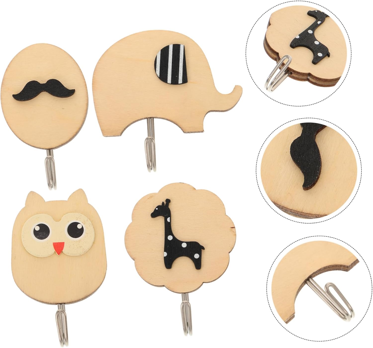 ORFOFE 4PCS Wall Hooks Adhesive Coat Hangers for Kids Bathroom Living Room