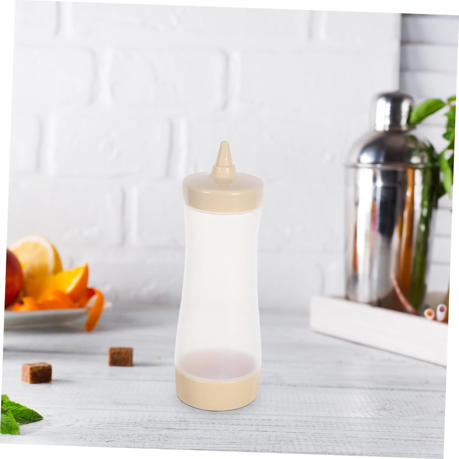 HOLIDYOYO 6-Piece Beige Condiment Squeeze Bottles with Lids