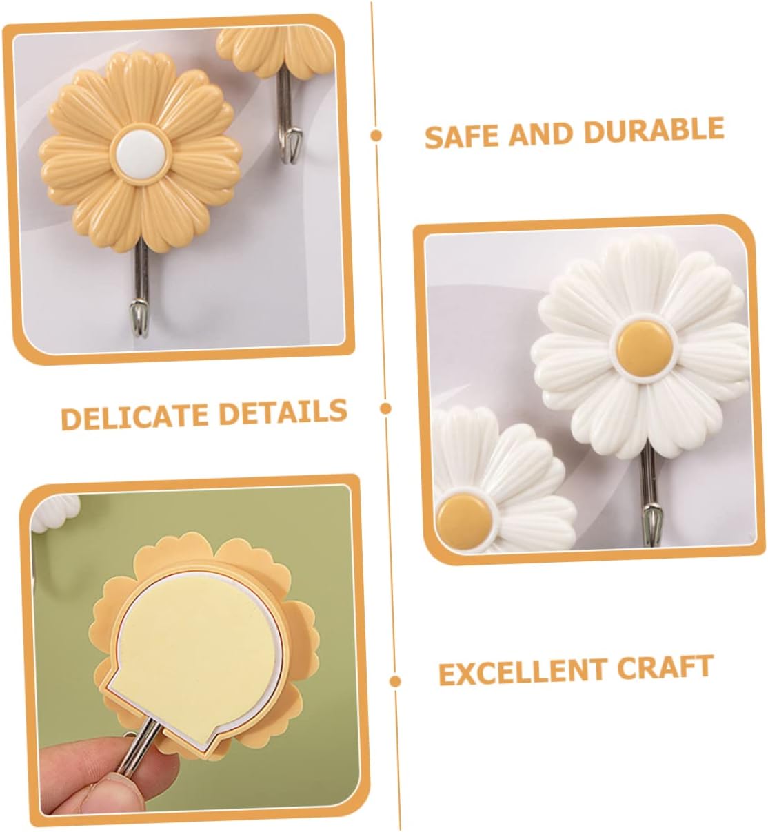 DOITOOL 4pcs Daisy Adhesive Wall Hooks