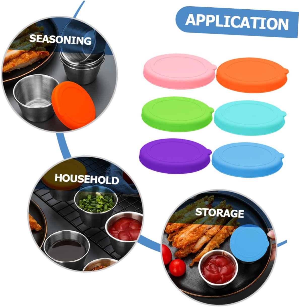 HOLIDYOYO 6pcs2 Silicone Dipping Bowls Lids Set