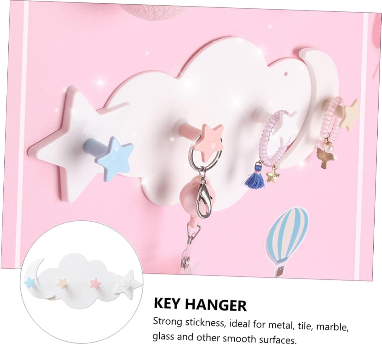 PENIKOKO 2pcs Star Moon Wall Hooks Adhesive Decor